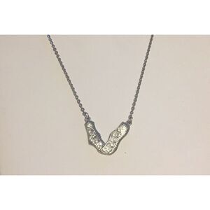 New Textured Silver Rhinestone Studded Wing Necklace
